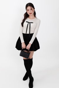 Hazelle Half Sheer Long Sleeve Tee in Cream White