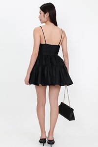 Tiffy Tiered Romper Dress in Black