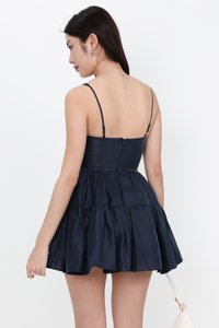 Tiffy Tiered Romper Dress in Midnight