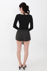 BACKORDER | Helena Halter Long Sleeve Top in Black