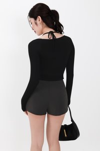 BACKORDER | Helena Halter Long Sleeve Top in Black