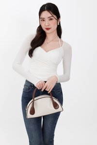 Helena Halter Long Sleeve Top in White