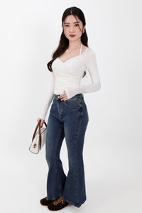 Helena Halter Long Sleeve Top in White