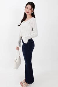 BACKORDER | Phelia Pointelle Knit Cardigan Top in White