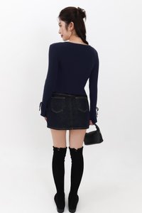 Briella Button Up Knit Cardigan in Navy