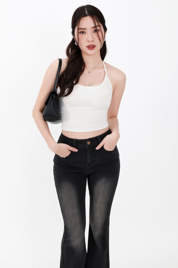 Rena Ruched Halter Top in White Rena Ruched Halter Top in White