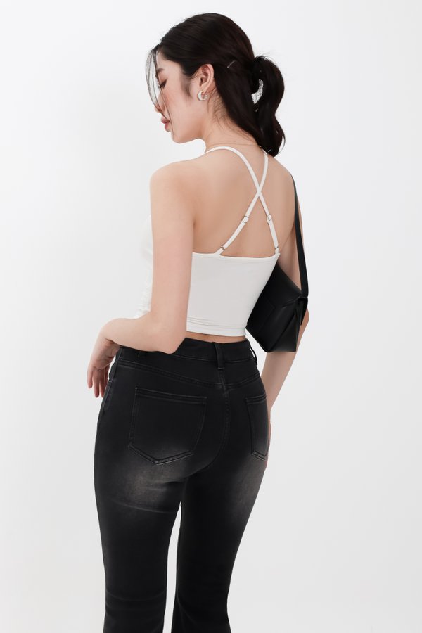 DEFECT | Rena Ruched Halter Top in White in XS