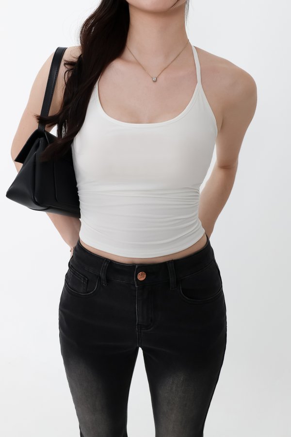 Rena Ruched Halter Top in White Rena Ruched Halter Top in White
