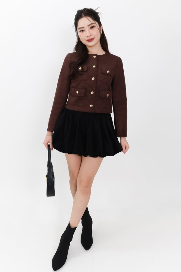 Saerin Suede Jacket in Dark Brown