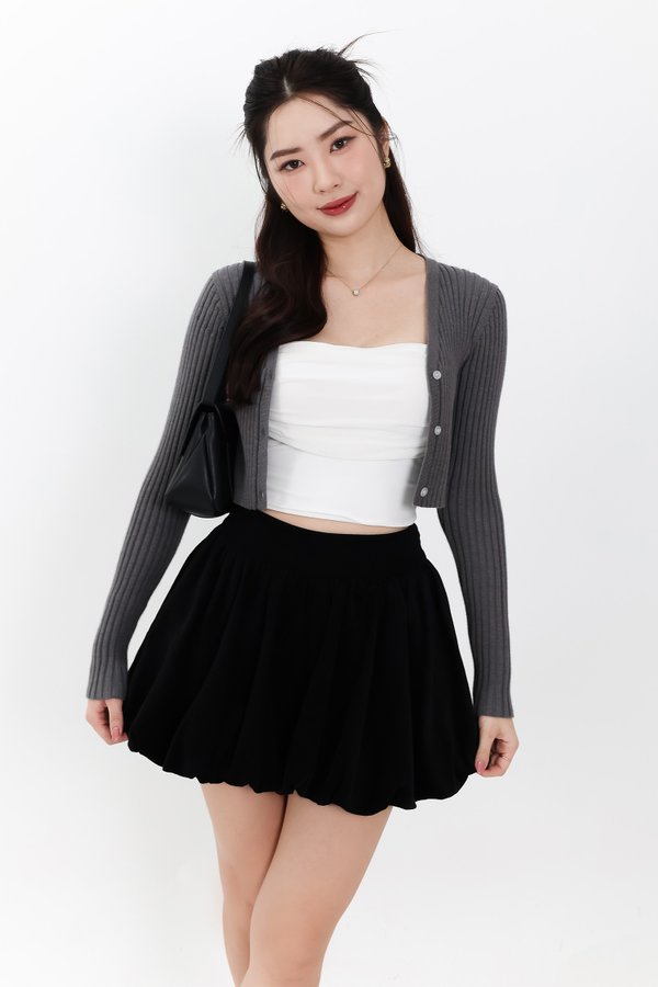 SALE EXCLUSIVE | Berlini Basic Knit Cropped Cardigan in Dark Grey SALE EXCLUSIVE | Berlini Basic Knit Cropped Cardigan in Dark Grey