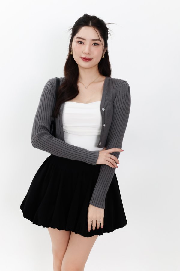 SALE EXCLUSIVE | Berlini Basic Knit Cropped Cardigan in Dark Grey SALE EXCLUSIVE | Berlini Basic Knit Cropped Cardigan in Dark Grey