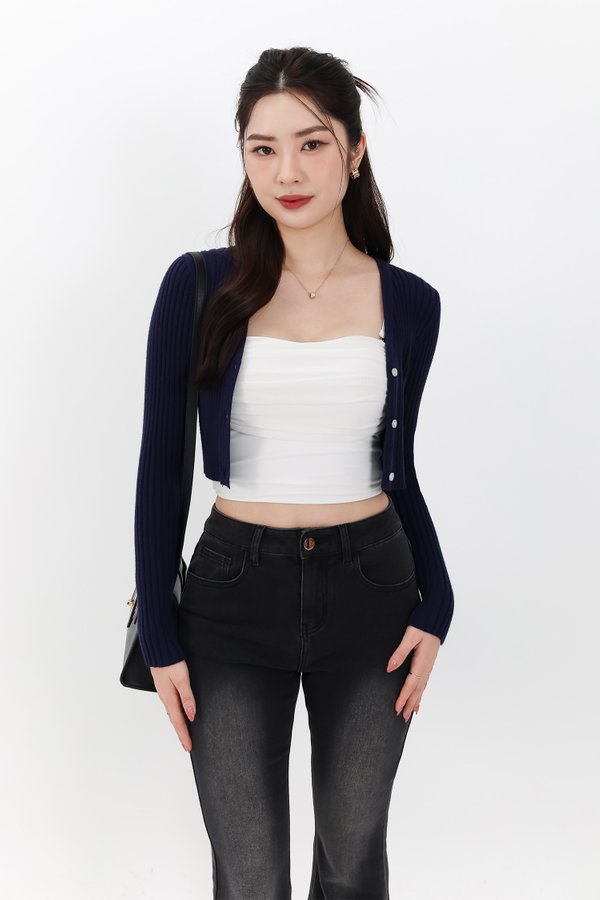 SALE EXCLUSIVE | Berlini Basic Knit Cropped Cardigan in Navy SALE EXCLUSIVE | Berlini Basic Knit Cropped Cardigan in Navy