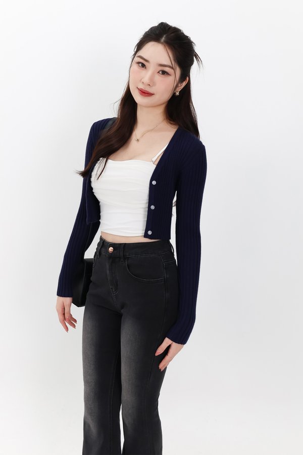 SALE EXCLUSIVE | Berlini Basic Knit Cropped Cardigan in Navy SALE EXCLUSIVE | Berlini Basic Knit Cropped Cardigan in Navy