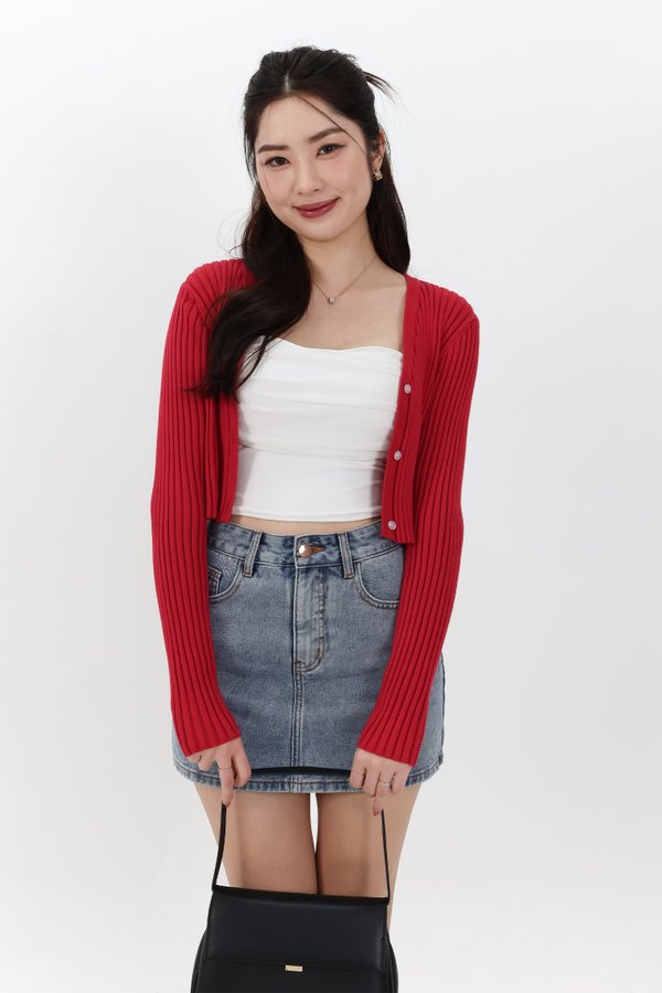 SALE EXCLUSIVE | Berlini Basic Knit Cropped Cardigan in Red SALE EXCLUSIVE | Berlini Basic Knit Cropped Cardigan in Red