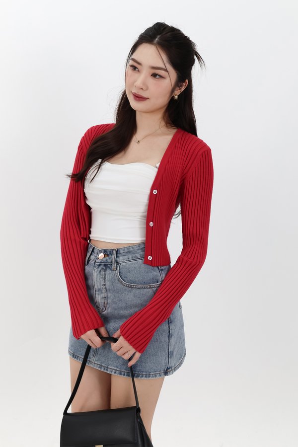 SALE EXCLUSIVE | Berlini Basic Knit Cropped Cardigan in Red SALE EXCLUSIVE | Berlini Basic Knit Cropped Cardigan in Red