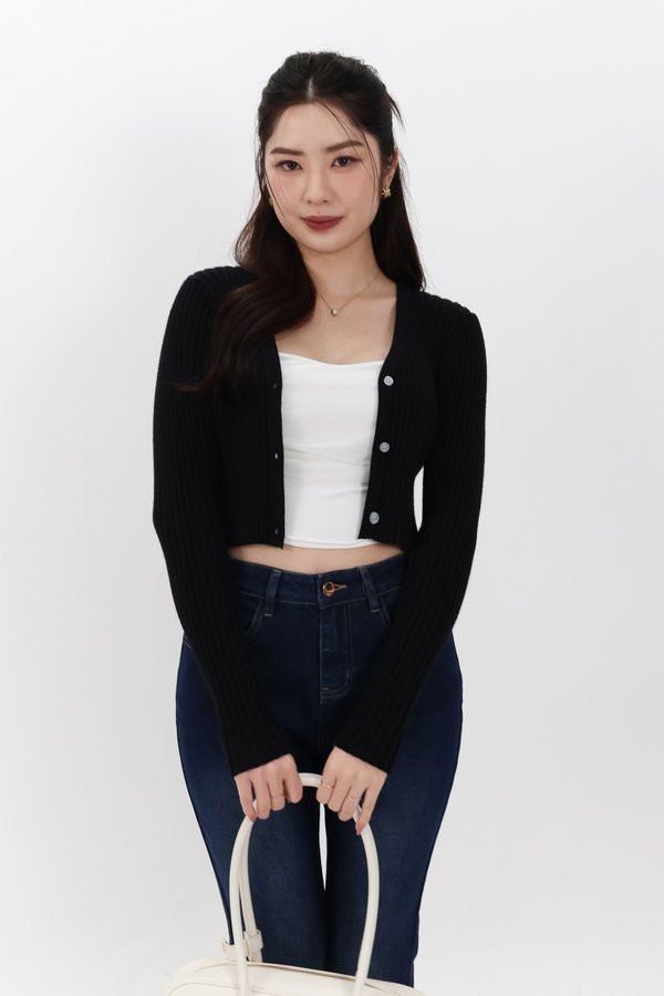 SALE EXCLUSIVE | Berlini Basic Knit Cropped Cardigan in Black SALE EXCLUSIVE | Berlini Basic Knit Cropped Cardigan in Black
