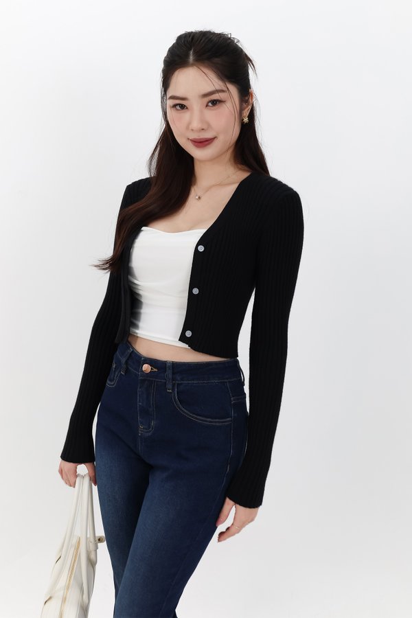 SALE EXCLUSIVE | Berlini Basic Knit Cropped Cardigan in Black SALE EXCLUSIVE | Berlini Basic Knit Cropped Cardigan in Black