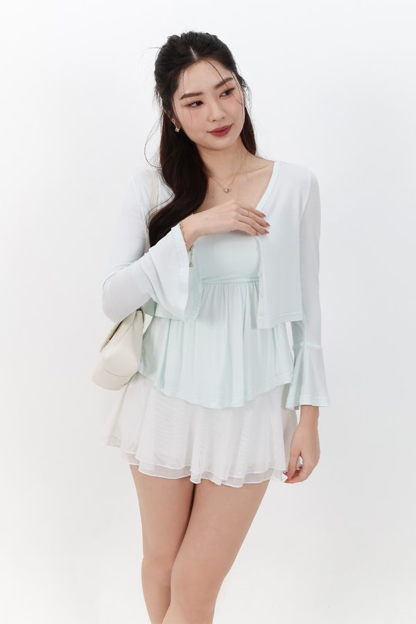 SALE EXCLUSIVE | Bria Bell Sleeve Cardigan Top Set in Pale Mint SALE EXCLUSIVE | Bria Bell Sleeve Cardigan Top Set in Pale Mint