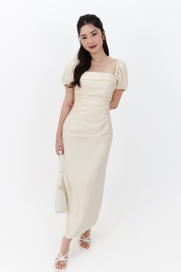 SALE EXCLUSIVE | Marielle Multi Way Satin Midaxi Dress in Pastel Yellow SALE EXCLUSIVE | Marielle Multi Way Satin Midaxi Dress in Pastel Yellow