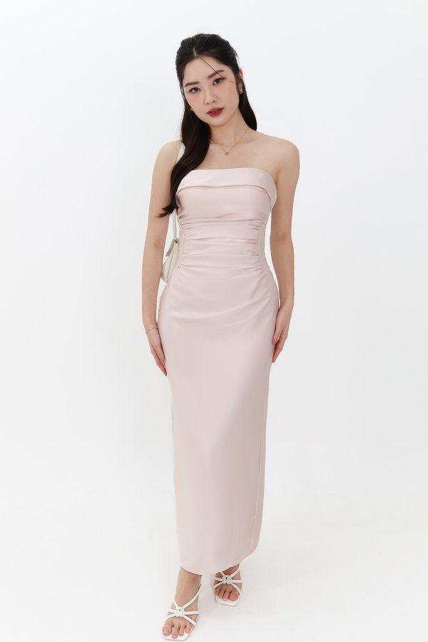 SALE EXCLUSIVE | Marielle Multi Way Satin Midaxi Dress in Pastel Pink