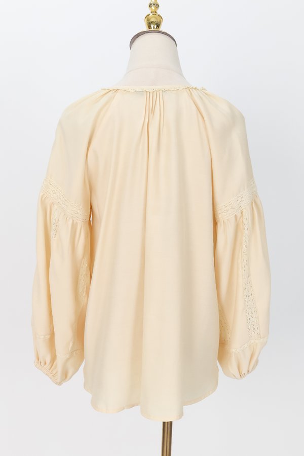 SALE EXCLUSIVE | Cindy Crochet Sleeved Top in Pale Yellow SALE EXCLUSIVE | Cindy Crochet Sleeved Top in Pale Yellow