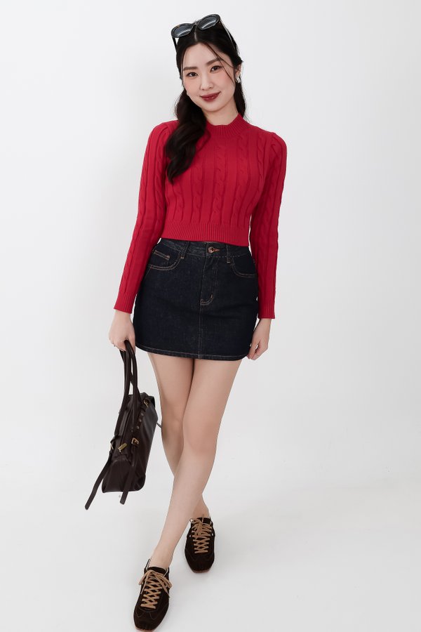 Christa Cable Knit Sweater in Red Christa Cable Knit Sweater in Red