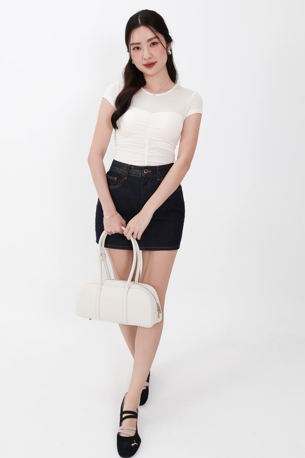 Harrie Half Sheer Tee in Cream White Harrie Half Sheer Tee in Cream White