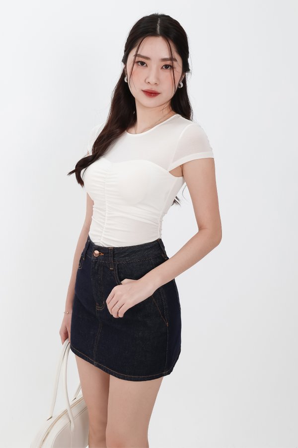 DEFECT | Harrie Half Sheer Tee in Cream White in M DEFECT | Harrie Half Sheer Tee in Cream White in M
