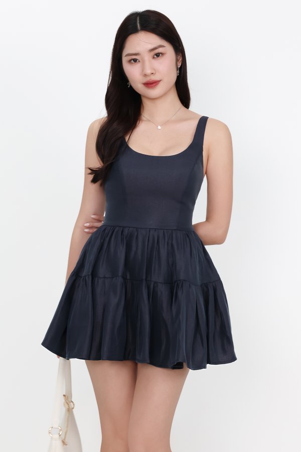 Tiffy Tiered Romper Dress in Midnight Tiffy Tiered Romper Dress in Midnight
