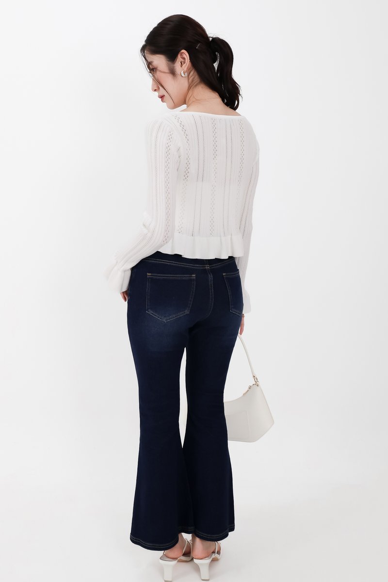 Fae Fit & Flare Denim Jeans V2 in Very Dark Wash ( Petite Length )
