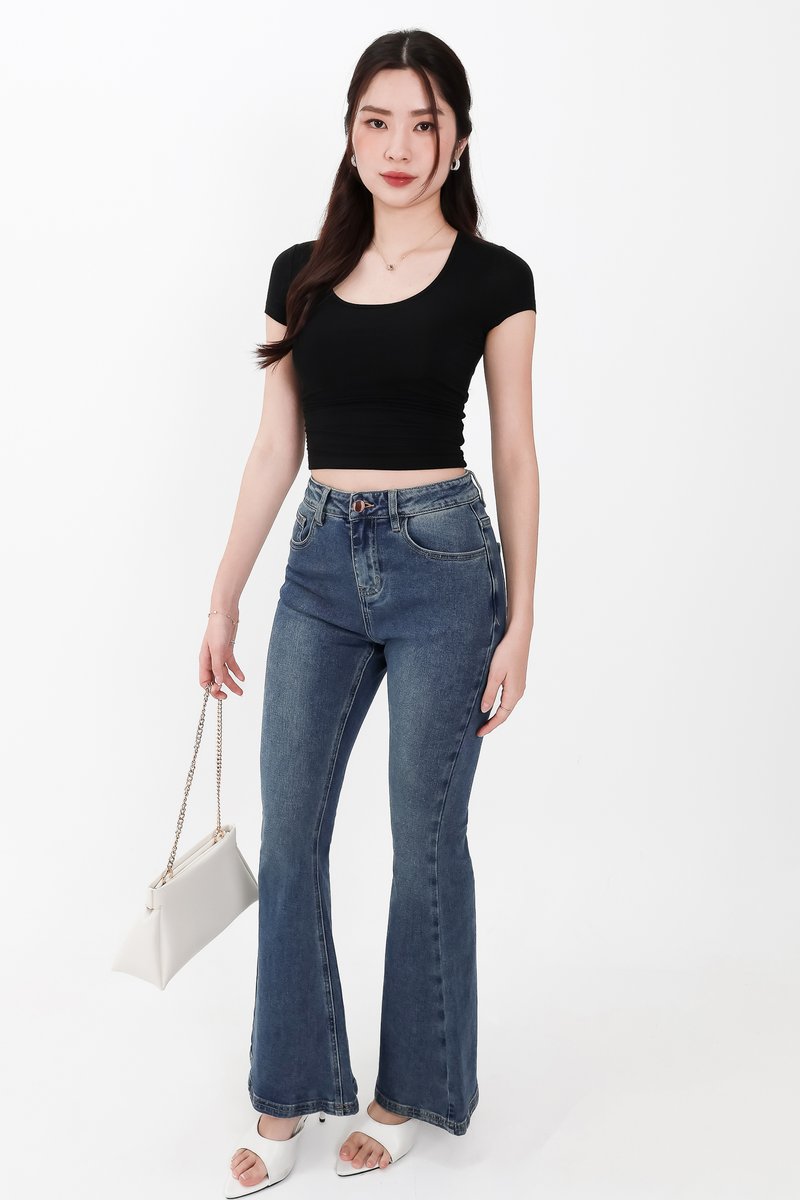 RESTOCKS | Fae Fit & Flare Denim Jeans V2 in Dark Wash ( Regular Length )