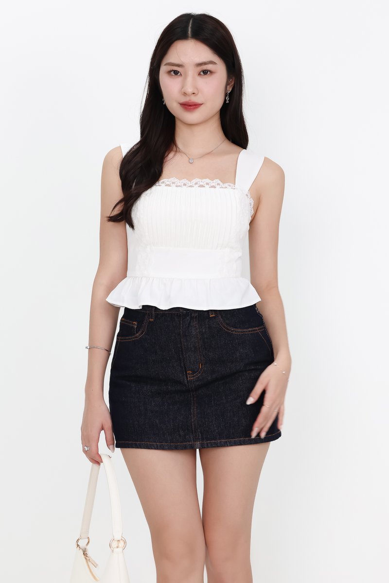 BACKORDER | Pam Pleated Peplum Two Way Top in White
