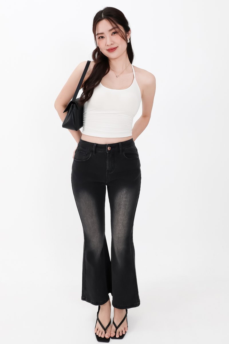 Fae Fit & Flare Denim Jeans V2 in Black Wash ( Petite Length )