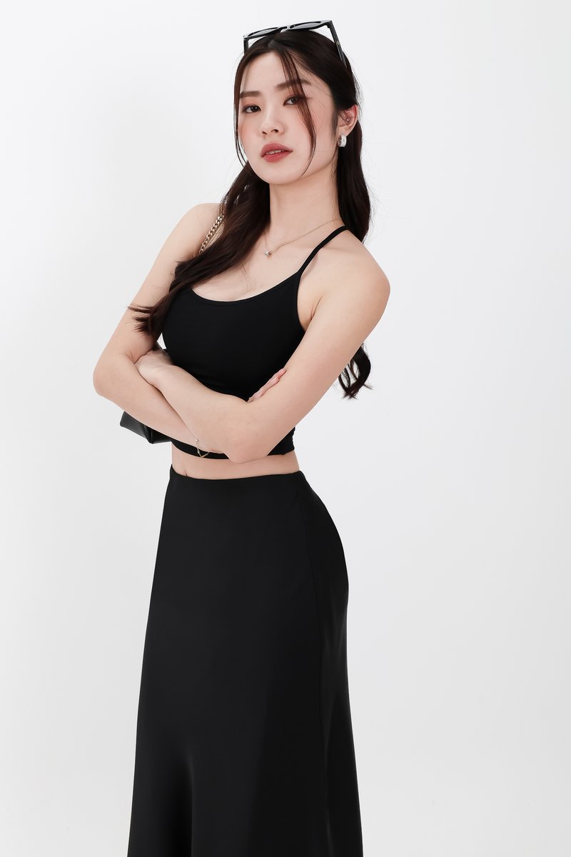 Rena Ruched Halter Top in Black