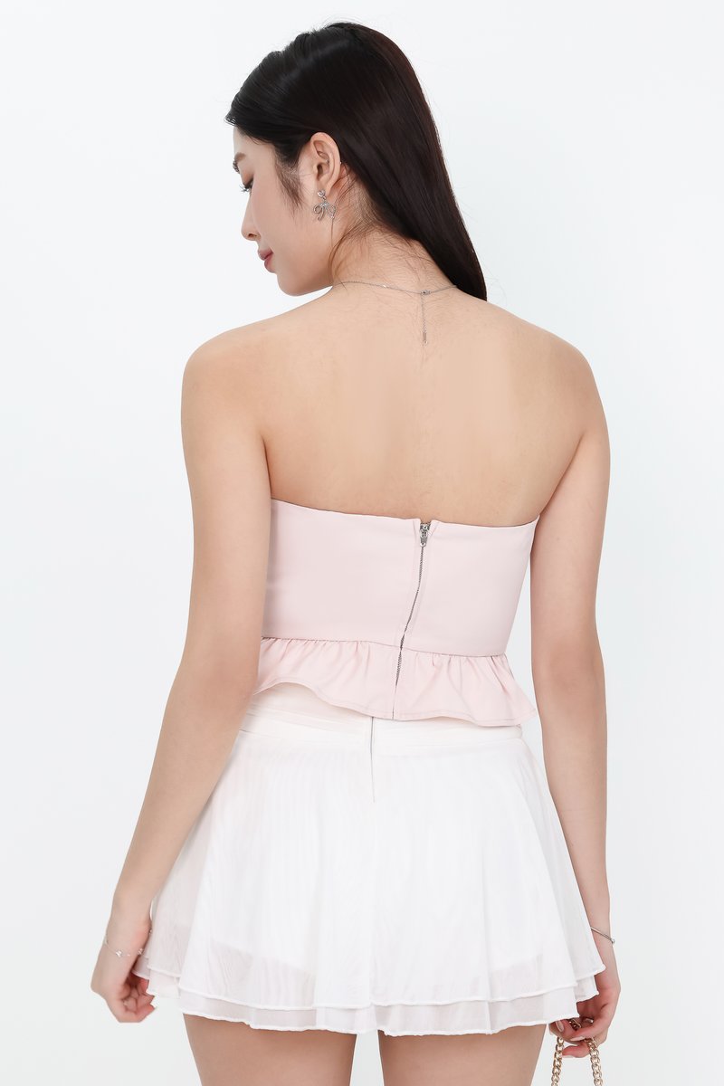 Pam Pleated Peplum Two Way Top in Light Pink