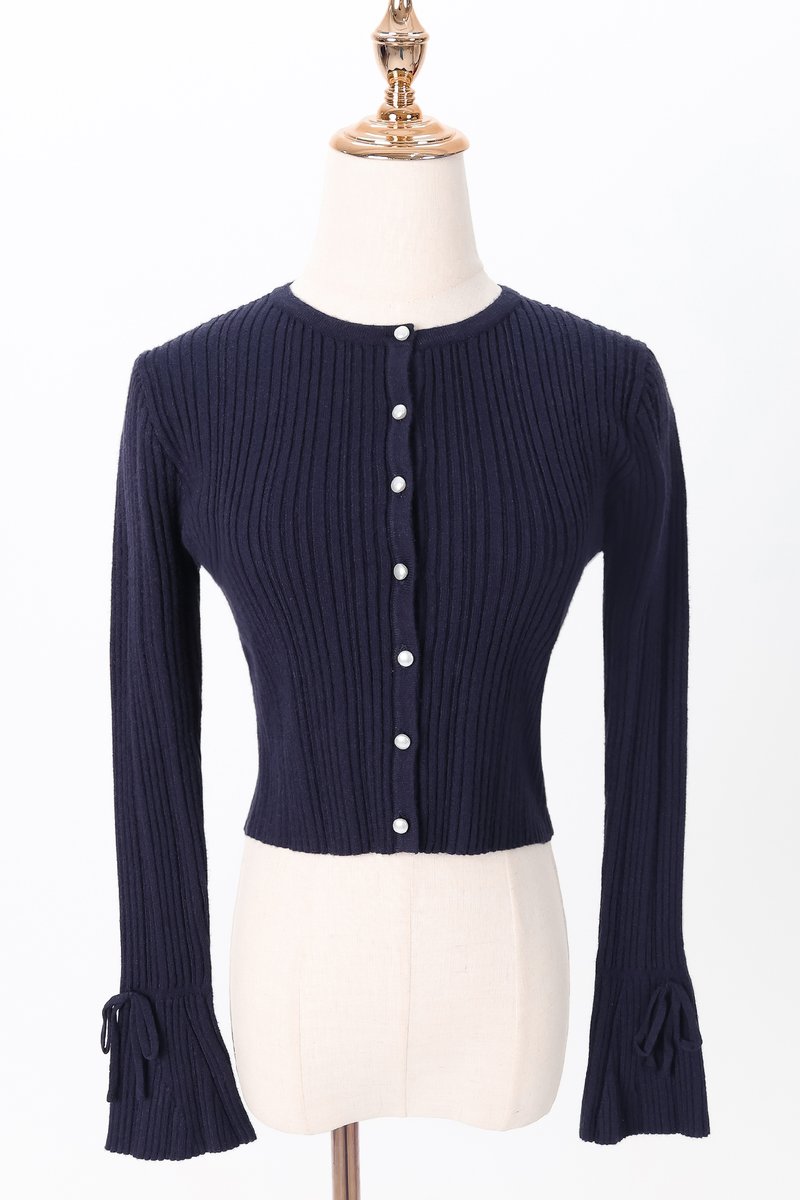 Briella Button Up Knit Cardigan in Navy
