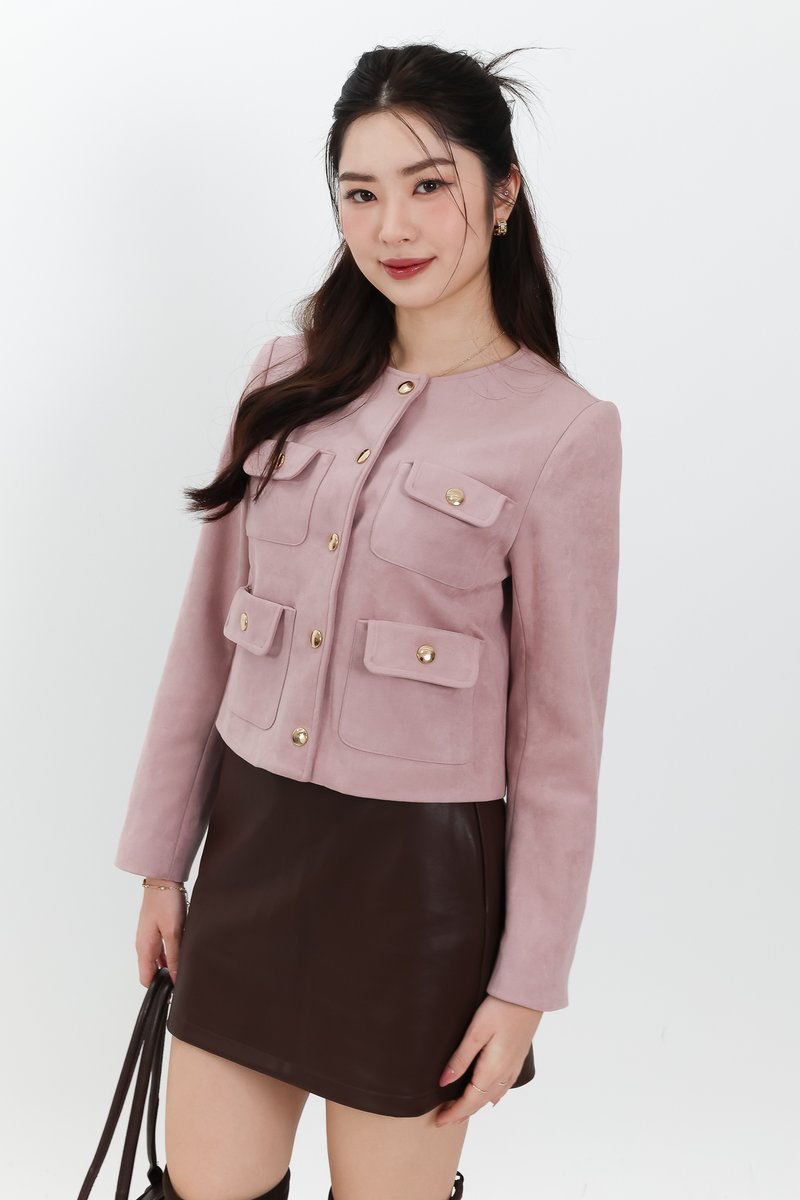 Saerin Suede Jacket in Rose Ash Pink