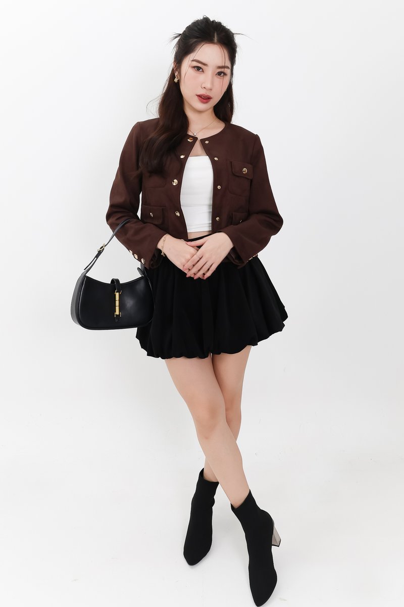 Saerin Suede Jacket in Dark Brown