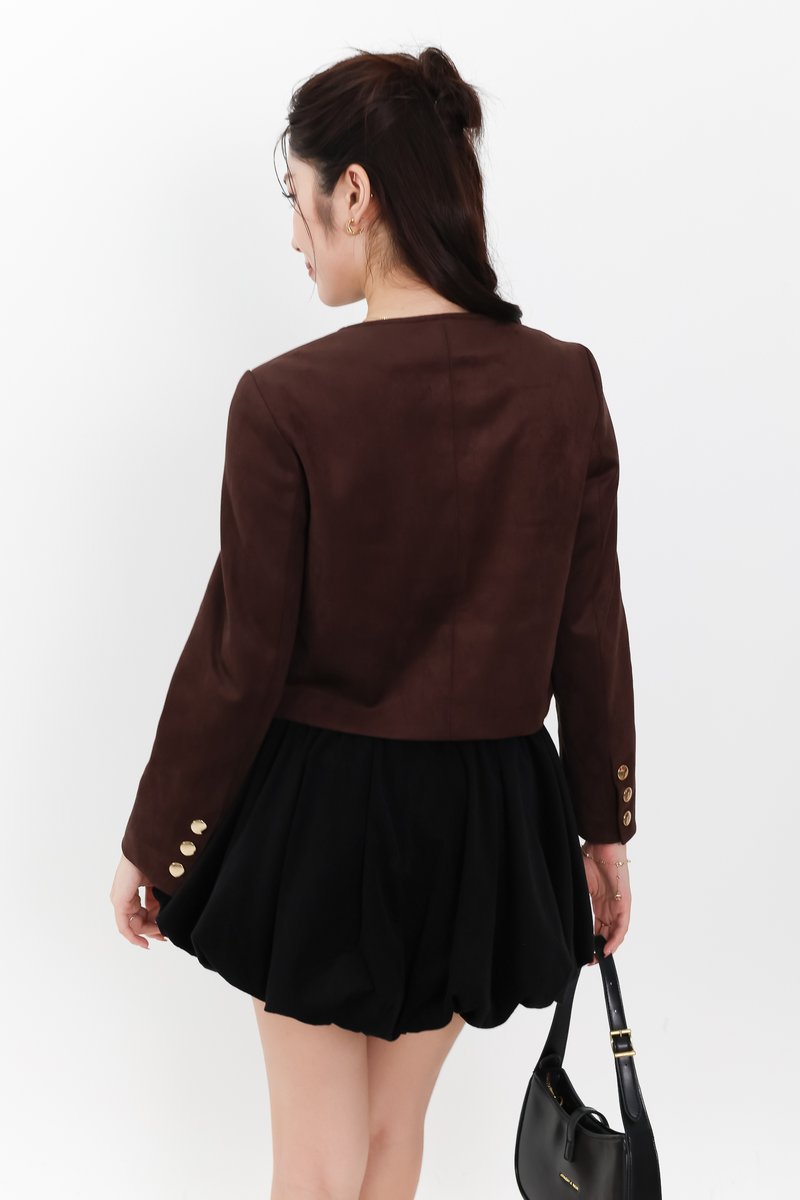 Saerin Suede Jacket in Dark Brown