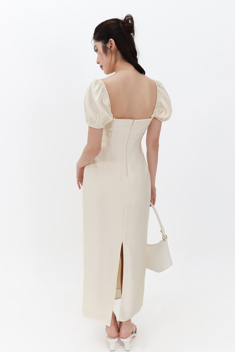 SALE EXCLUSIVE | Marielle Multi Way Satin Midaxi Dress in Pastel Yellow