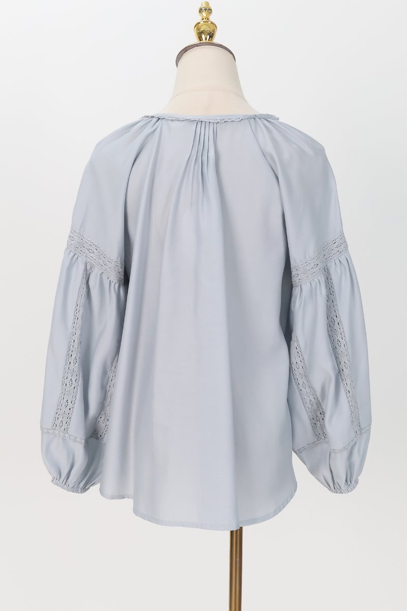 SALE EXCLUSIVE | Cindy Crochet Sleeved Top in Light Blue