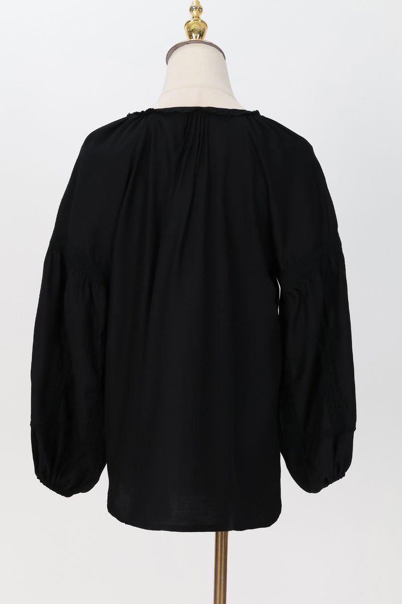 SALE EXCLUSIVE | Cindy Crochet Sleeved Top in Black