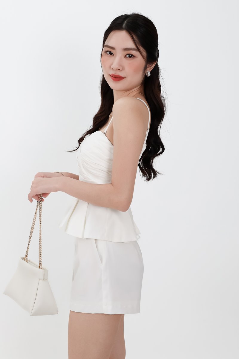 Sheyenne Satin Co-ord Shorts in White