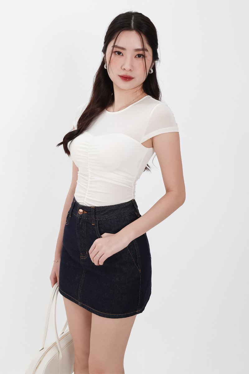DEFECT | Harrie Half Sheer Tee in Cream White in M