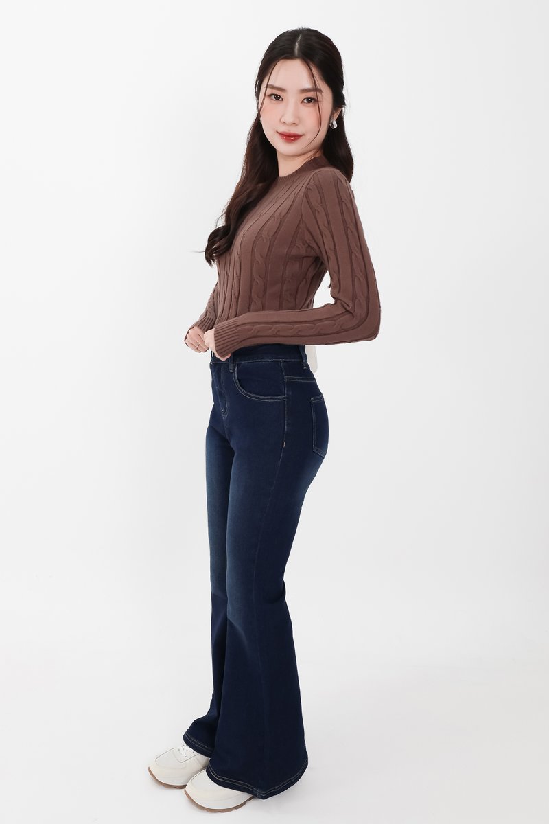 Christa Cable Knit Sweater in Brown
