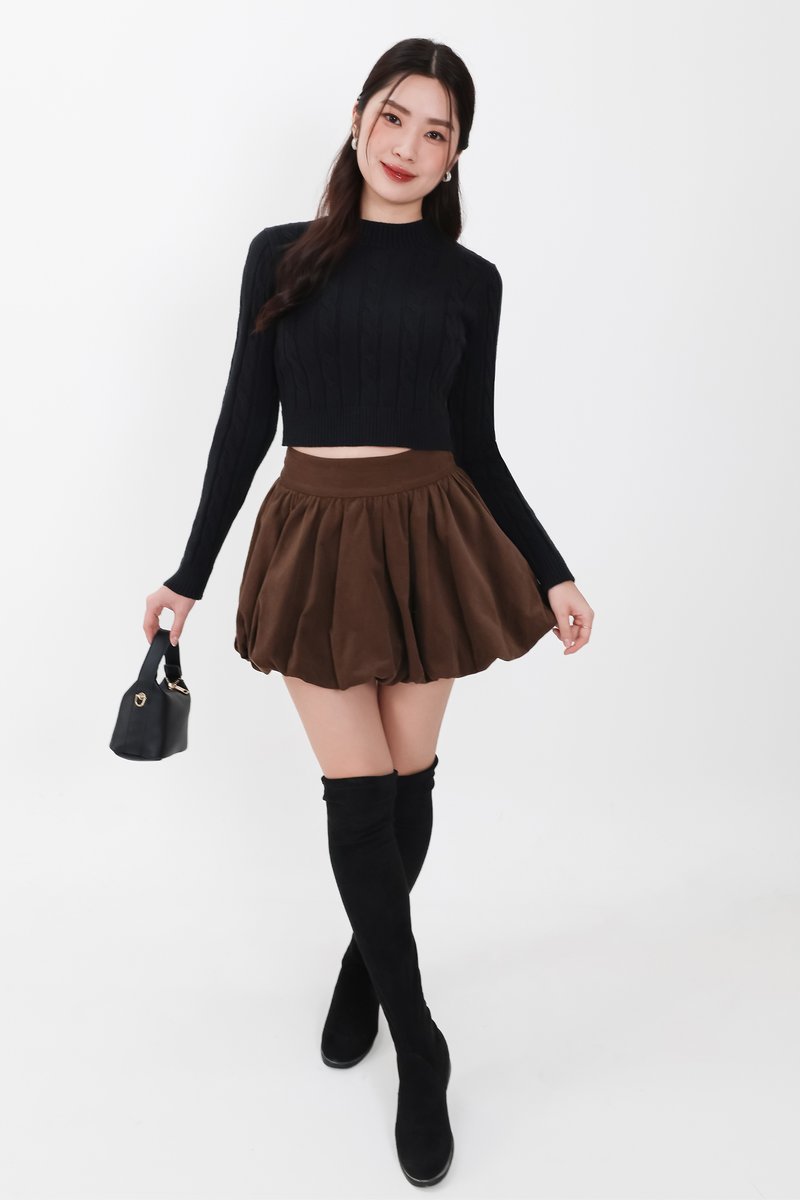 Christa Cable Knit Sweater in Black
