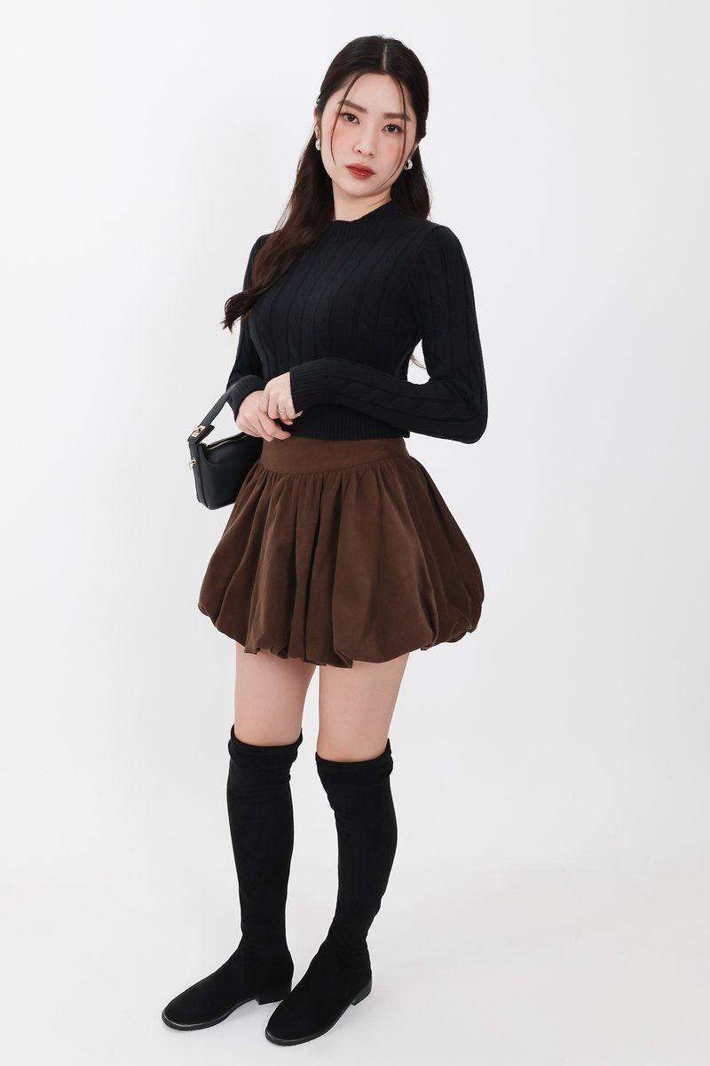 Christa Cable Knit Sweater in Black