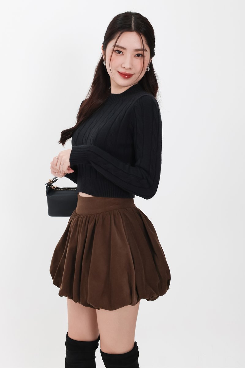 Christa Cable Knit Sweater in Black