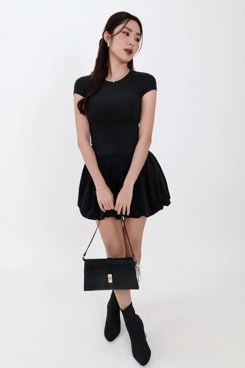 Harrie Half Sheer Tee in Black