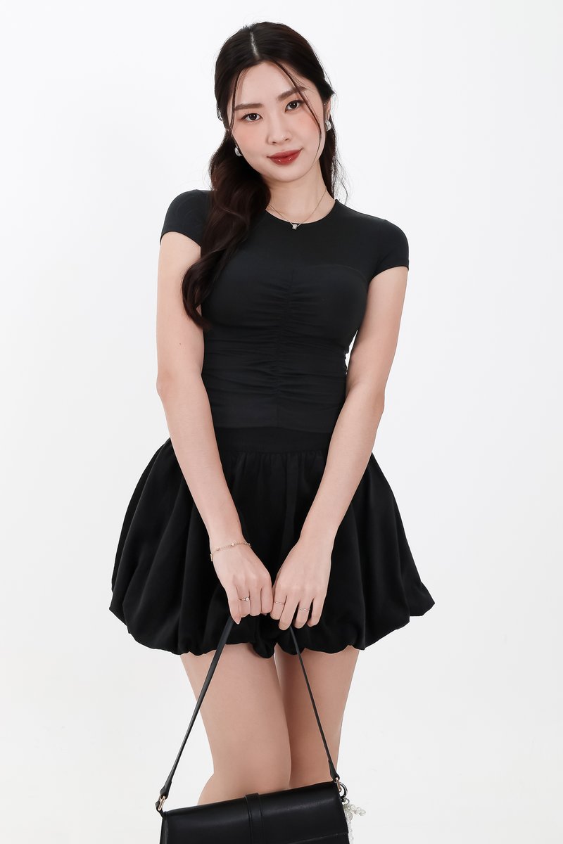 Harrie Half Sheer Tee in Black